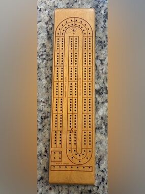 Vintage Brooks Wooden Cribbage Board - Natural Wood- Made in Canada
